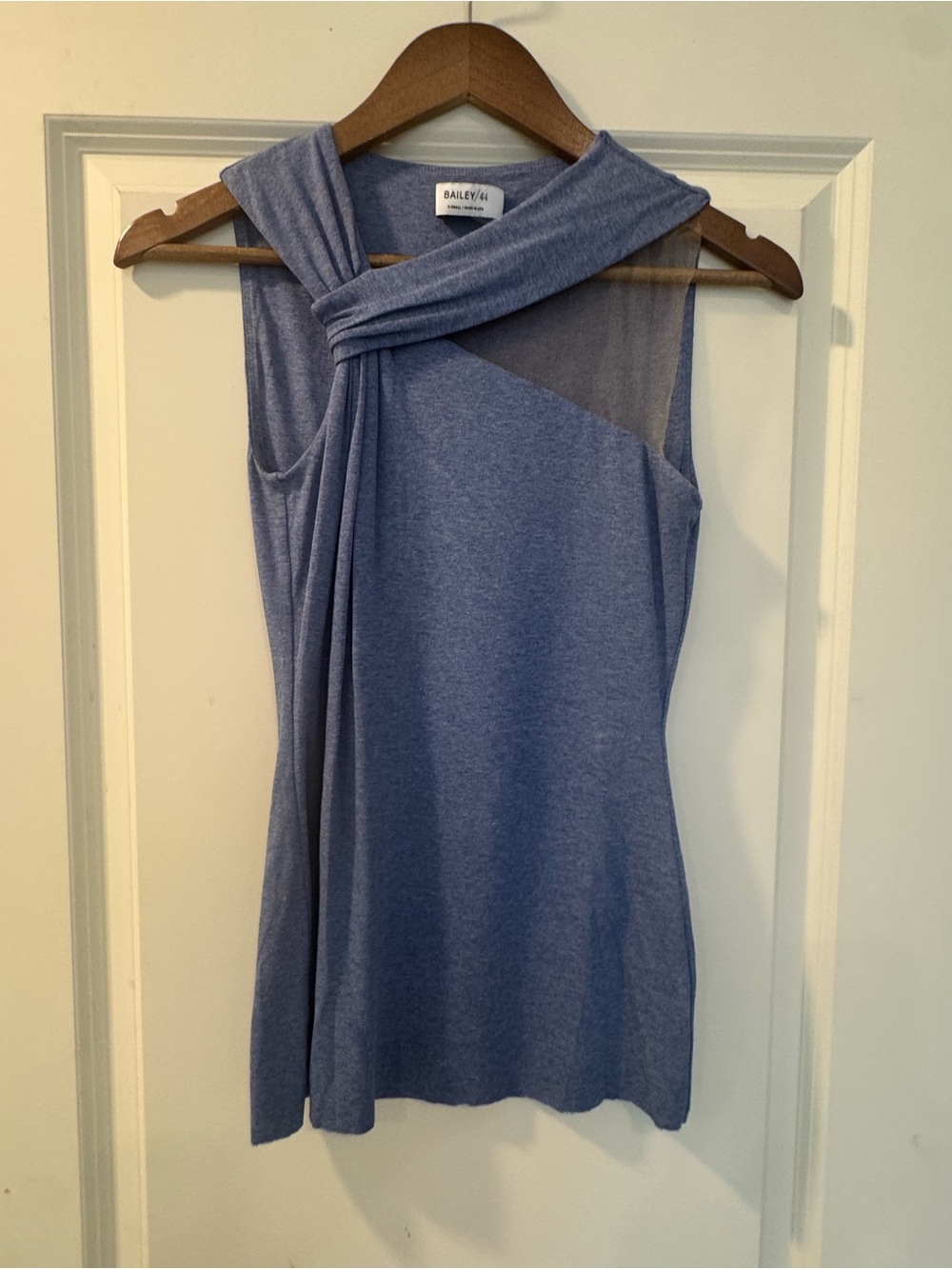 Bailey 44 Heathered Blue Twist-Detail Sleeveless Top